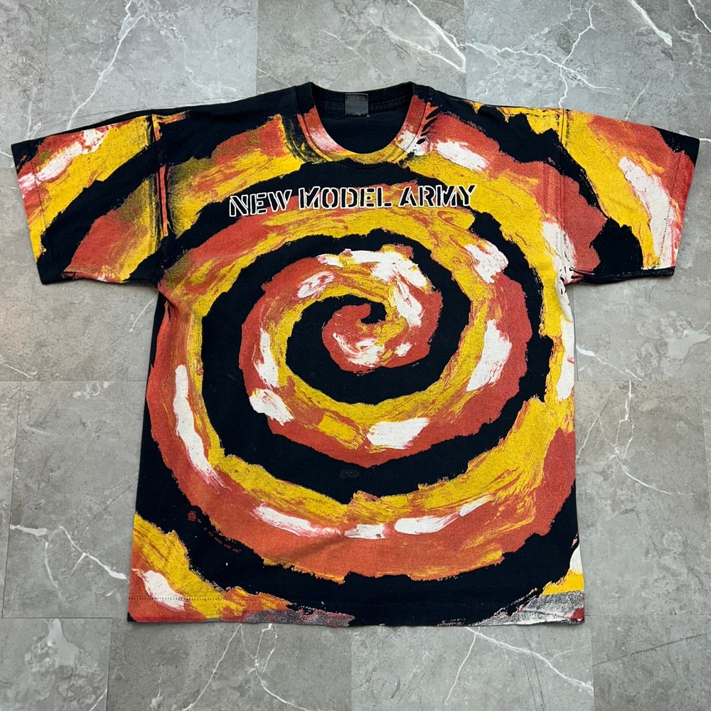 90s Vintage New Model Army Graphic Tour Tee Mens XL AOP All Over Print Punk Rock